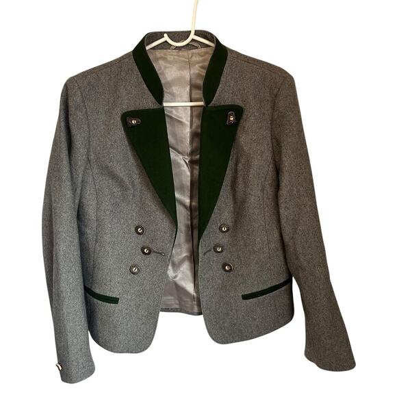 Vintage Wool Blend Double Breasted Blazer Gray/Green - Picture 1 of 6